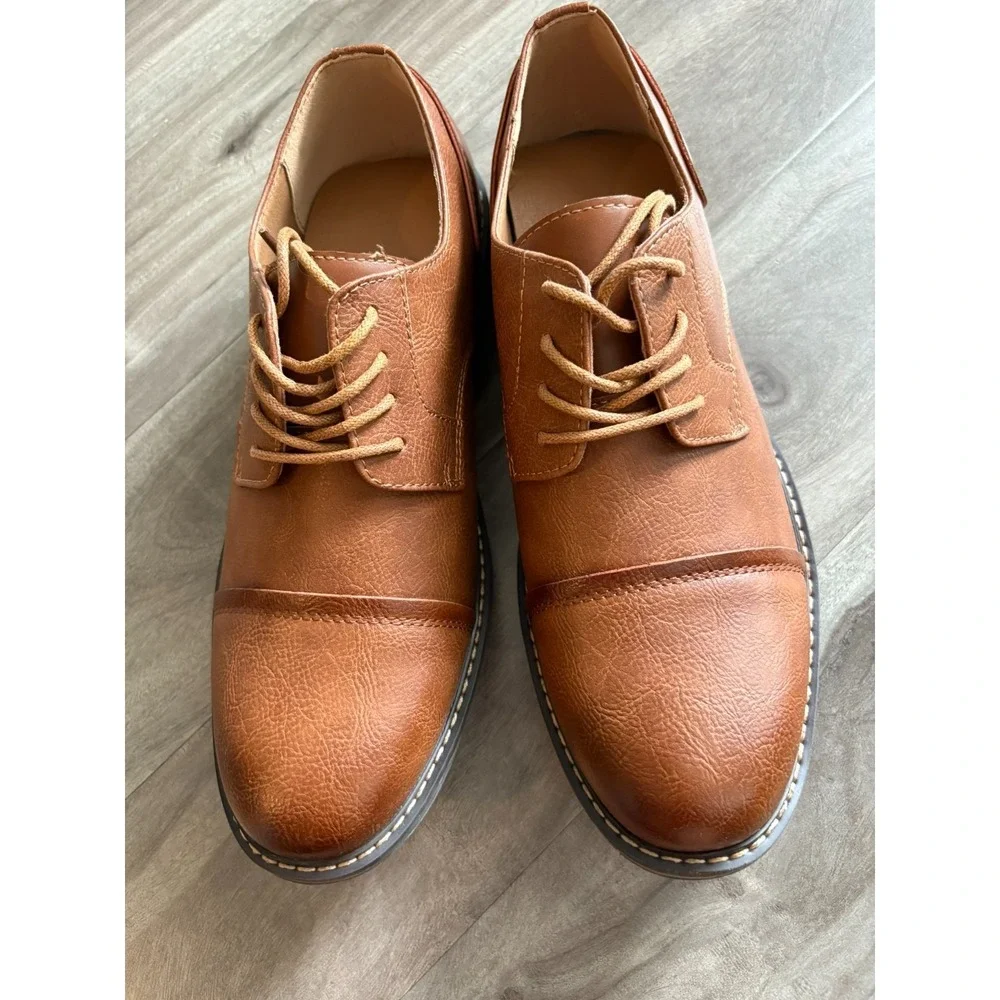 Mens Brown‎ Casual Oxford Formal Business Classic Lace Up Shoes Size 10 US